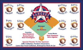 Rangers Baseball Banner - Custom Rangers Baseball Banner