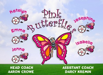 Butterflies Soccer Banner - Custom Butterflies Soccer Banner