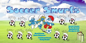 Smurfs Soccer Banner - Custom Smurfs Soccer Banner