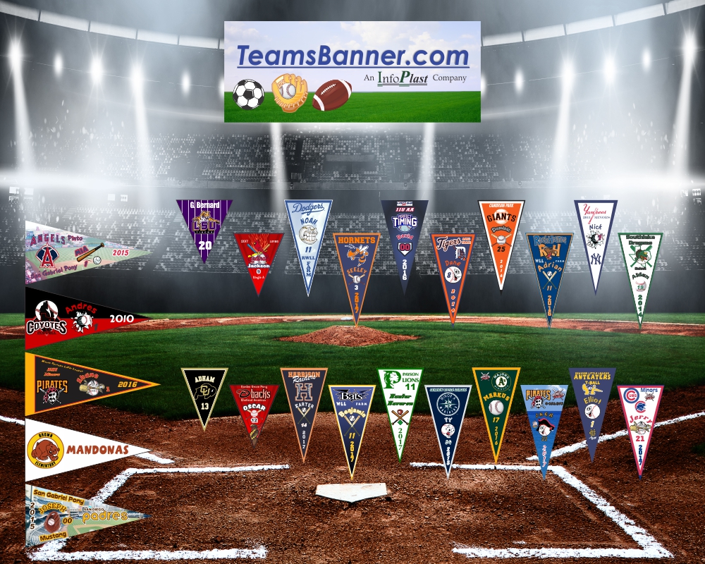 Custom Pennants- TeamsBanner - Soccer, Baseball,Softball
