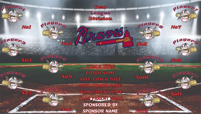 Braves Baseball Banner Design Your Own Team Baseball Banner , MLB Banners, Atlanta Braves
