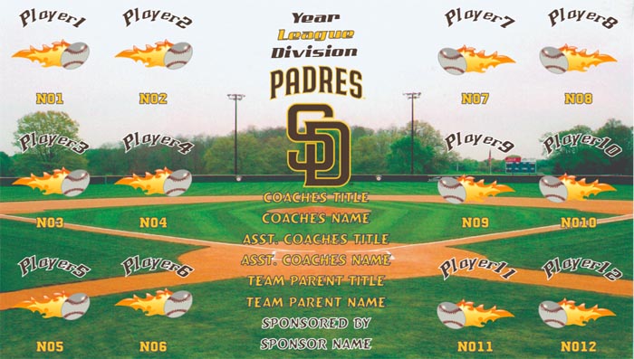Padres Baseball Banner Design Your Own Team Baseball Banner , MLB Banners, San Diego Padres