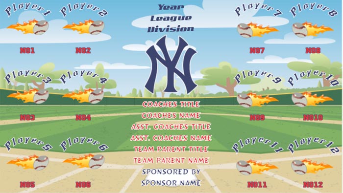 Yankees Baseball Banner Design Your Own Team Baseball Banner , MLB Banners, New York Yankees