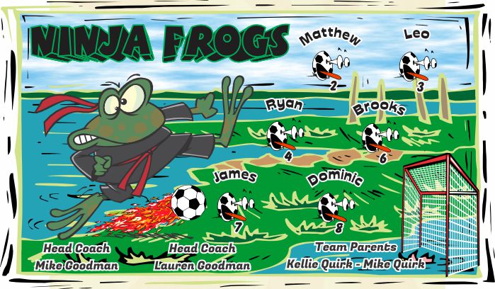 Frogs Soccer Team Banner - AYSO Frogs Banner - TeamsBanner