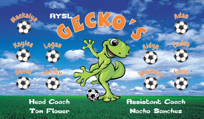 Geckos Soccer Team Banner - AYSO Geckos Banner - TeamsBanner