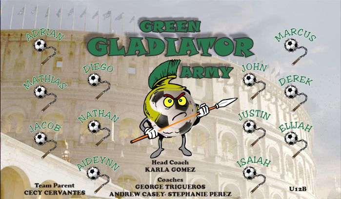Gladiators Soccer Team Banner - AYSO Gladiators Banner - TeamsBanner