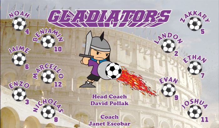 Gladiators Soccer Team Banner - AYSO Gladiators Banner - TeamsBanner