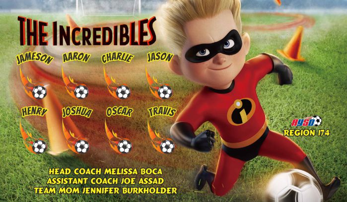 Incredibles Soccer Team Banner - AYSO Incredibles Banner - TeamsBanner