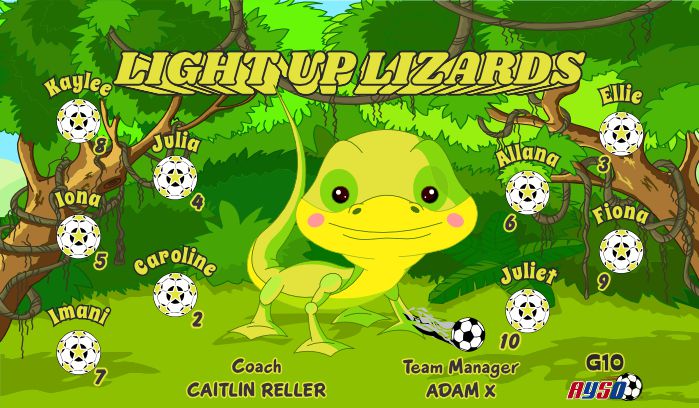 Lizards Soccer Team Banner - AYSO Lizards Banner - TeamsBanner