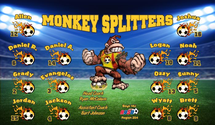 Monkeys Custom Soccer Banner Examples - AYSO Monkeys Banner - TeamsBanner