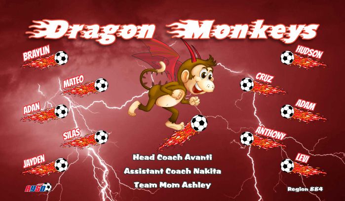 Monkeys Custom Soccer Banner Examples - AYSO Monkeys Banner - TeamsBanner