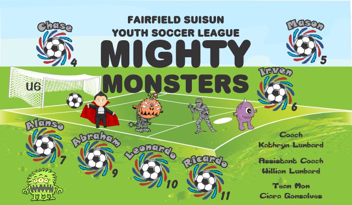 Monsters Custom Soccer Banner Examples - AYSO Monsters Banner - TeamsBanner