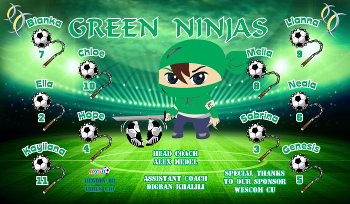 Ninjas Custom Soccer Banner Examples - AYSO Ninjas Banner - TeamsBanner