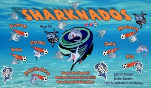 Sharks Custom Soccer Banner Examples - AYSO Sharks Banner - TeamsBanner