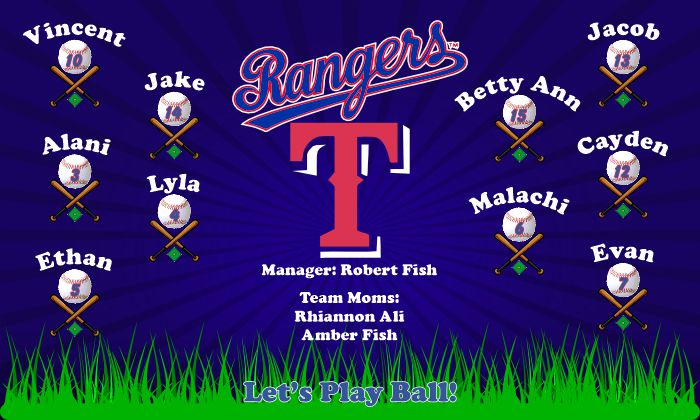 Rangers Baseball Banner Custom Designed Team Baseball Banner , MLB Banners, Texas Rangers Baseball Banner Custom Designed Team Baseball Banners